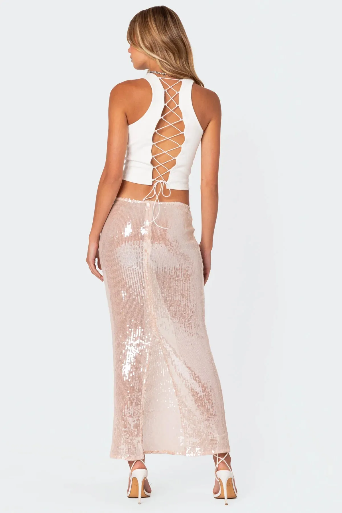 Sparkle Sheer Maxi Skirt