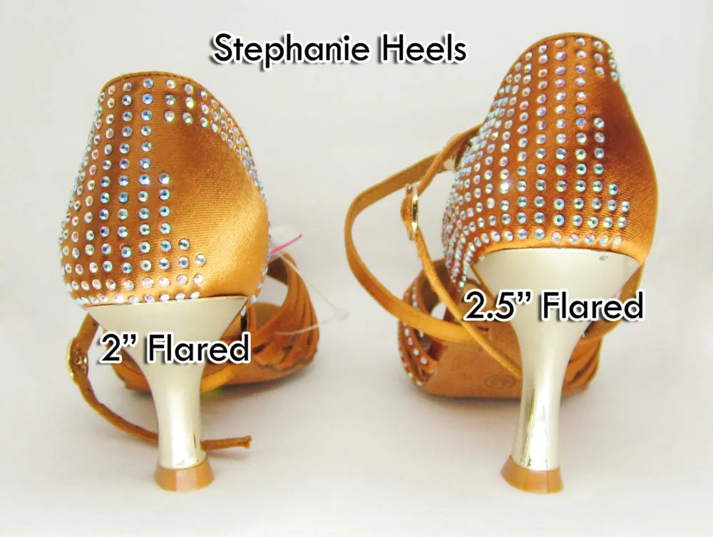 Stephanie Dance Shoes, 15015-65, Dark Tan Satin, 2” & 2.5” Heel