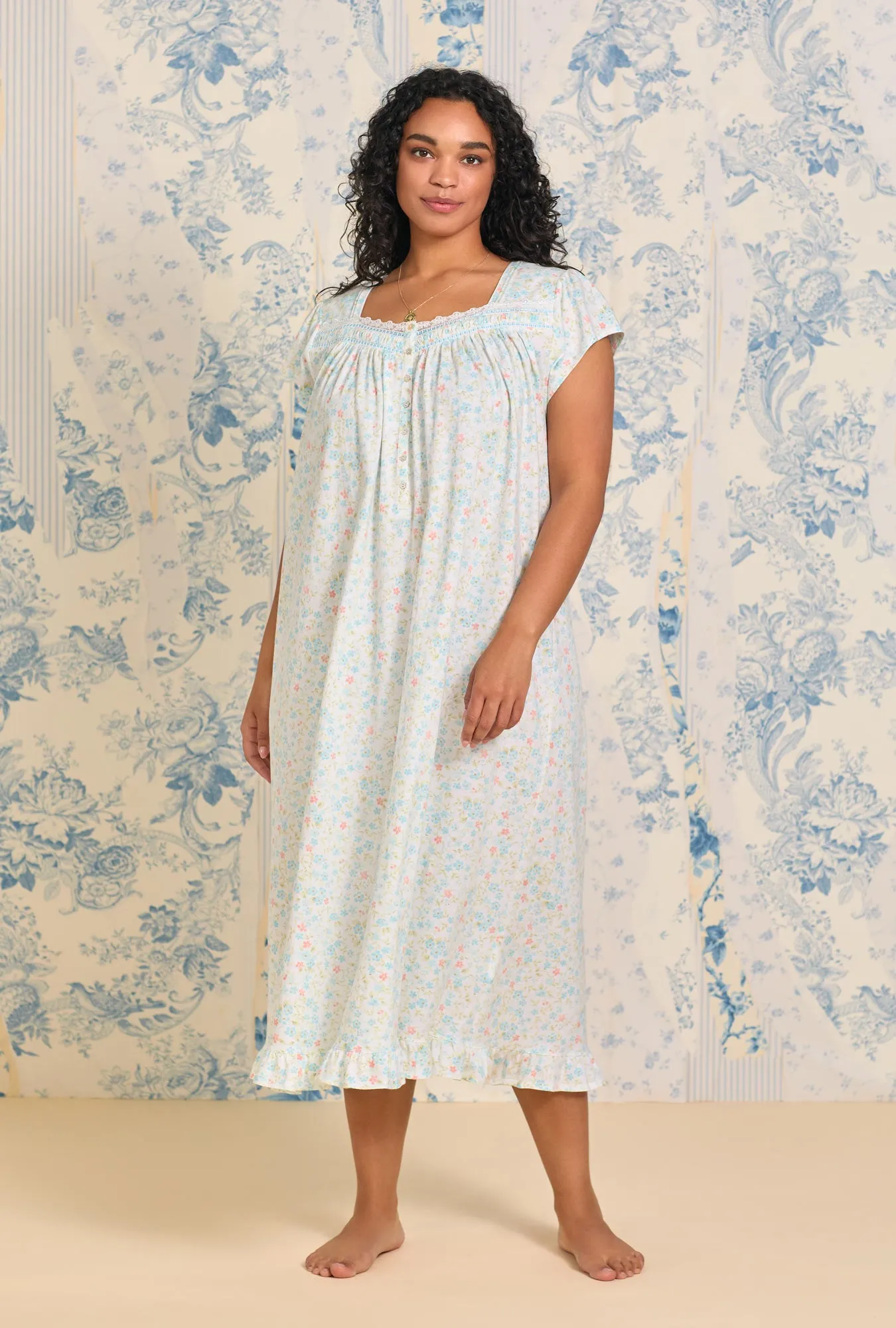 Summer Garden Cotton Knit Nightgown