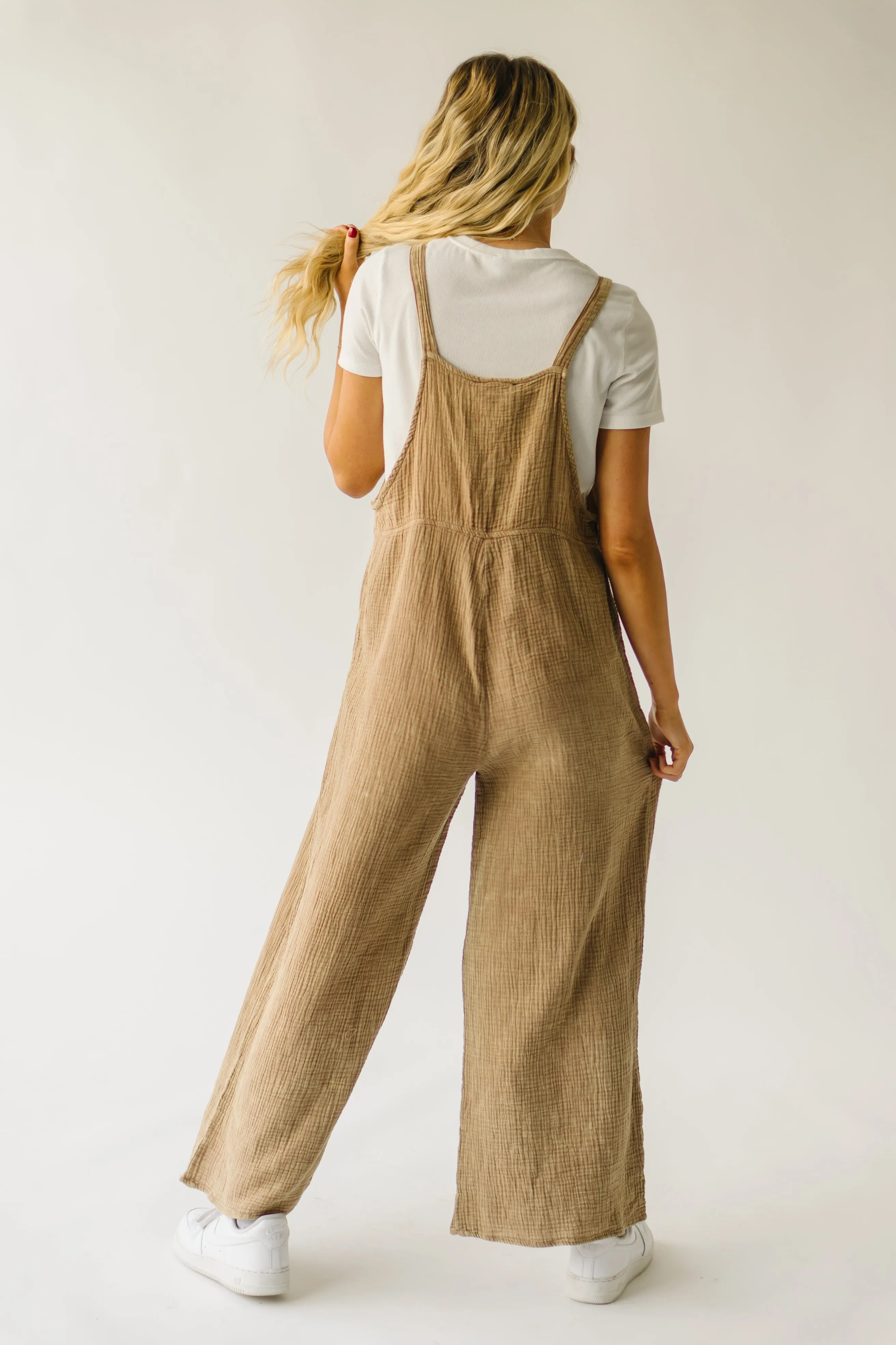 The Matteson Mineral Washed Gauze Overall in Taupe