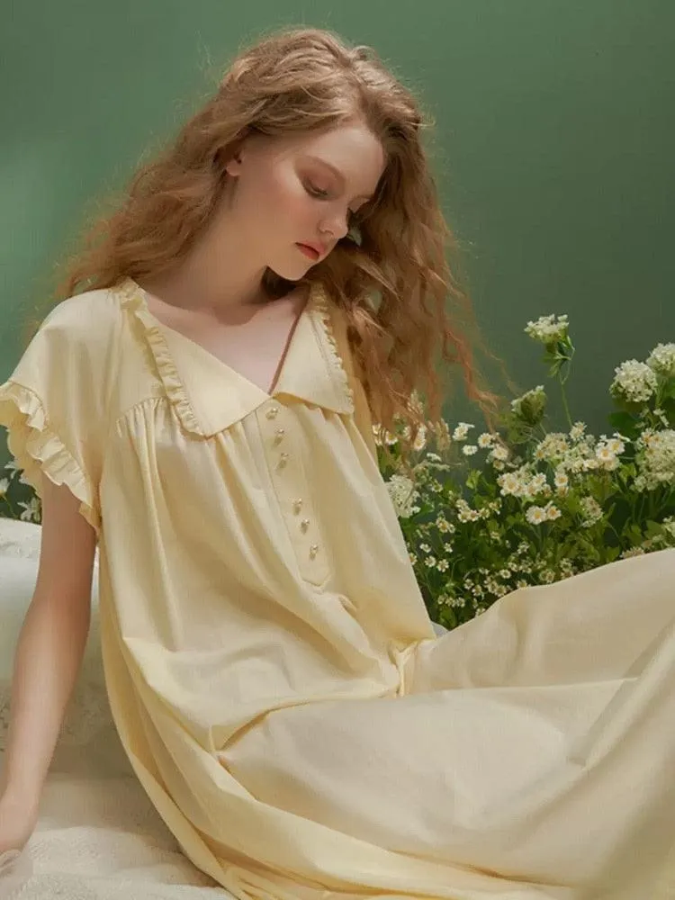 Vintage Nightgown, Soft Loose Sleepwear Elegant Princess Night Dress