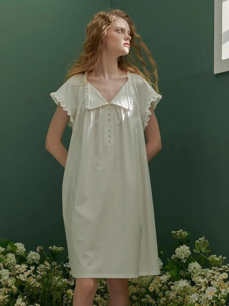 Vintage Nightgown, Soft Loose Sleepwear Elegant Princess Night Dress