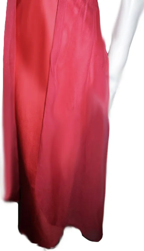 *VINTAGE VICTORIAS SECRET SHEER NYLON CHIFFON & SATIN NIGHTGOWN IN POPPY