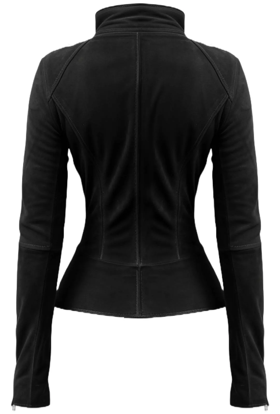 Women Slim fit Black Suede Leather Jacket