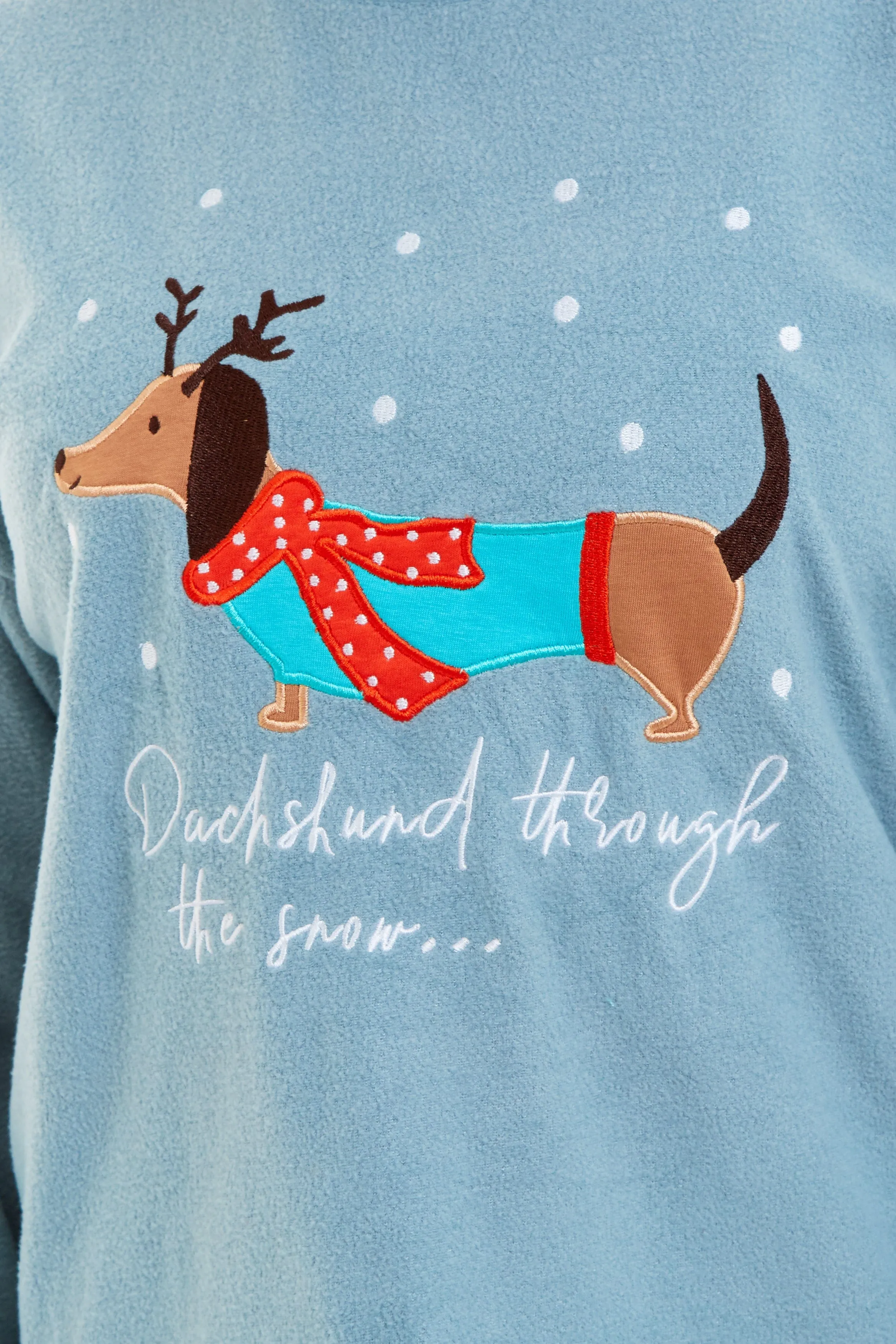 Women's Cosy Dachshund Polar Fleece Pyjama Set Soft Warm Winter Lounge Sleepwear Perfect Christmas Gift Sizes Small to X Large by Daisy Dreamer